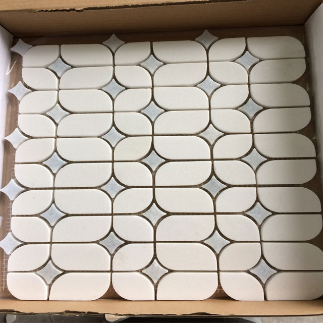 Thassos and Blue Celeste Mosaic Tiles 032-2