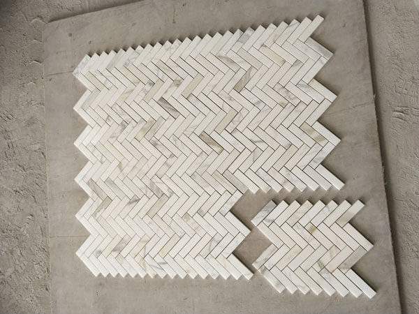 calacatta herringbone mosaic tile herringbone