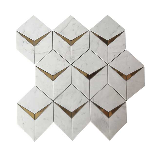 Carrara and gold metal mosaic Carrara and gold metal mosaic