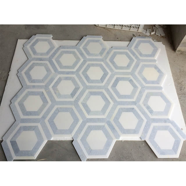 Azul Celeste Hexagon Mosaic Tiles Azul Celeste marble Mosaic