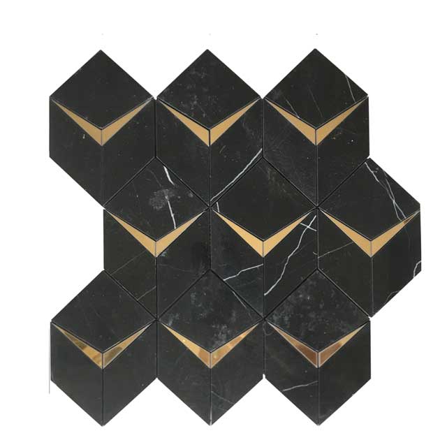black marble and metal mosaic