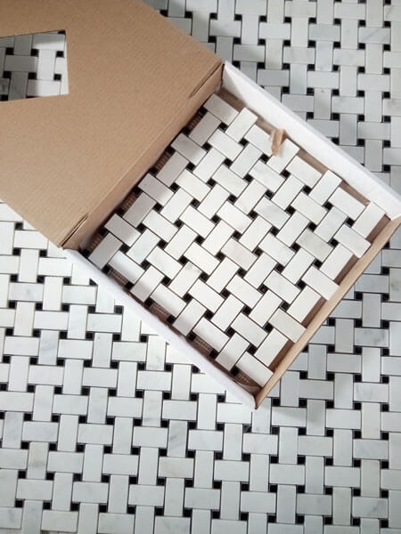 Oriental white basketwave mosaic Oriental white basketwave mosaic