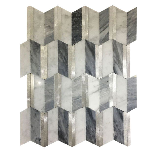 Bardigilo Nuvolato Italian Dark Grey Marble Basketweave Mosaic Tiles