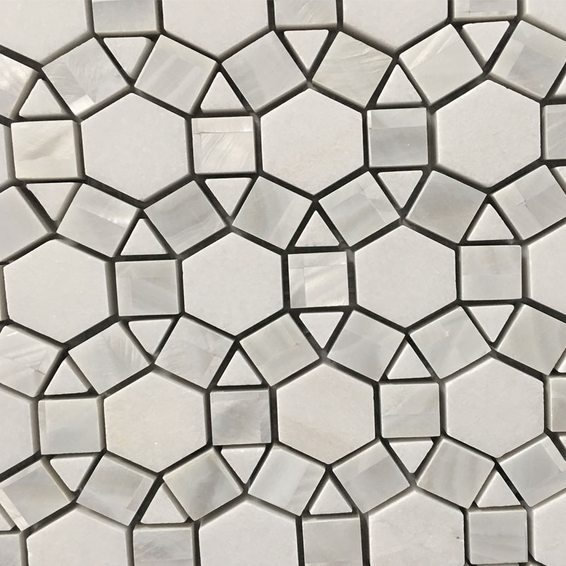 Thassos and Shell Waterjet Tile Thassos and Shell Waterjet Tile