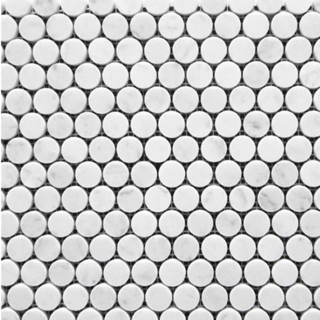 Carrara penny round mosaics Carrara penny round mosaics