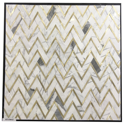 Herringbone Mosaic tiles Calacatta Gold Herrigbone (1)
