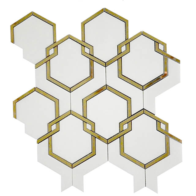 Waterjet Mosaic floor tiles Water Jet mosaic with stainless tiles-2