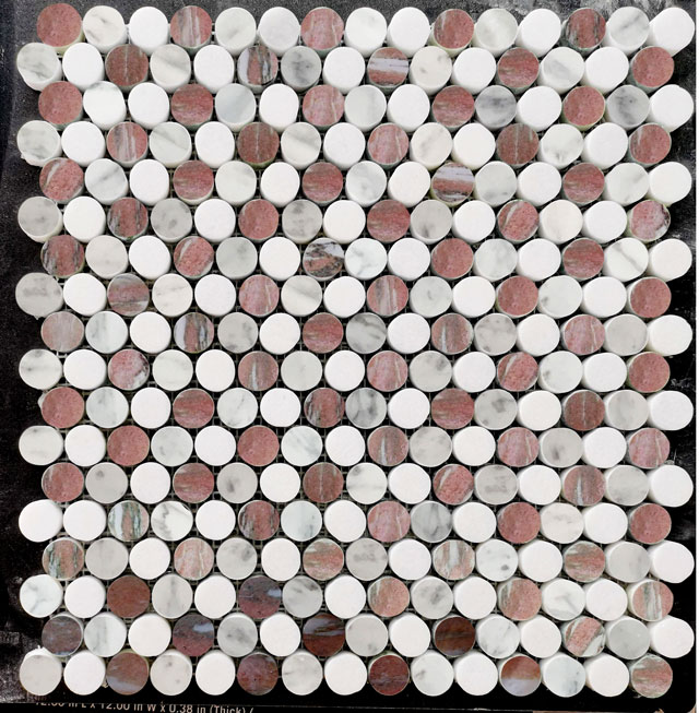 Pink marble rounds mosaic Pink marble rounds mosaic