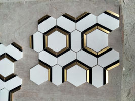 Brass mosaic tile Thassos and Brass Mosaic Tile