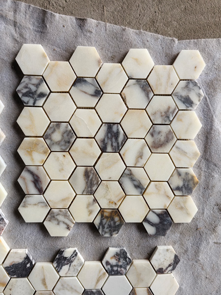 hexagon mosaics Calacatta viola hexagon mosaic