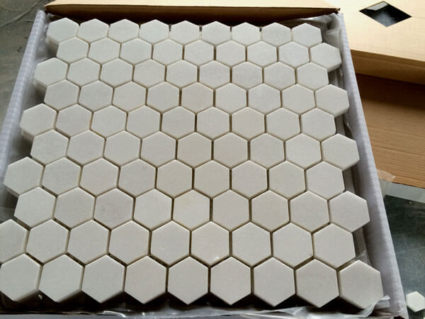 White Marble Hexagon Mosaic Tiles 089-3