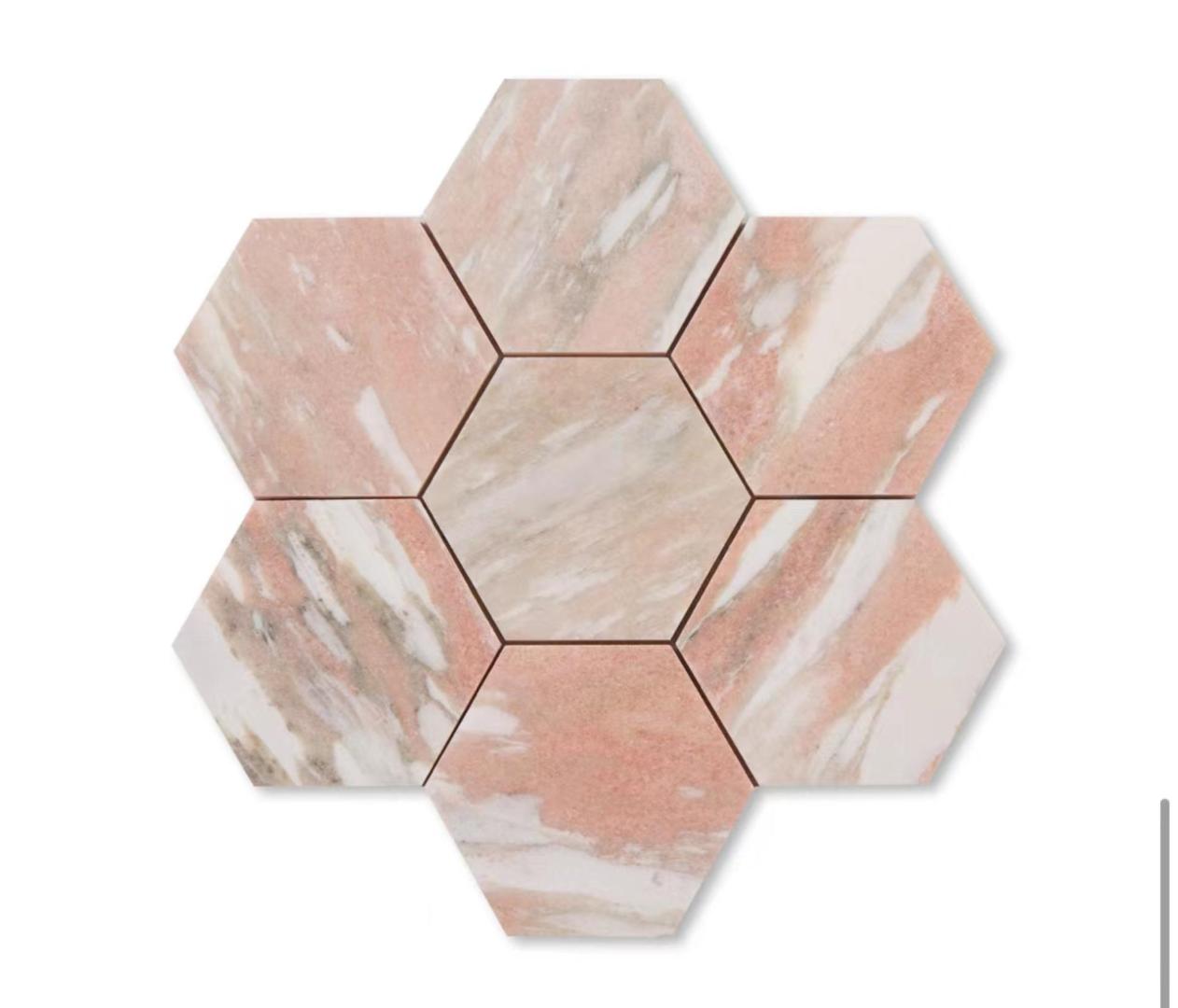 Pink marble Hexagon mosaic Pink marble Hexagon mosaic