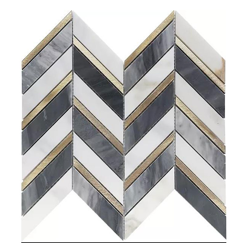 stone blends metal mosaic tile bardiglio-calacatta