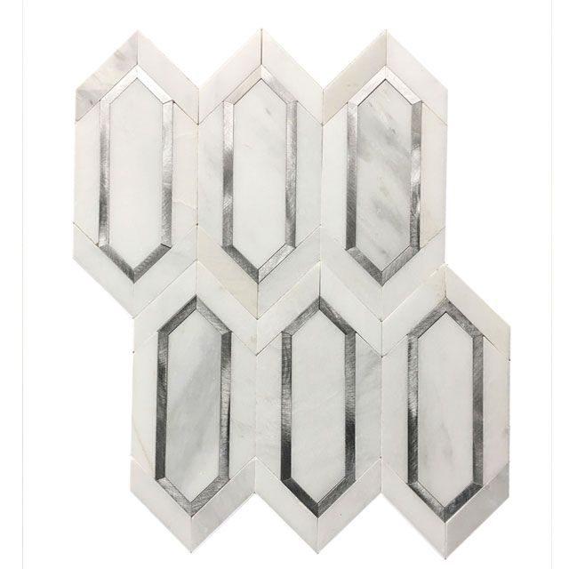 Marble Blends Metal Mosaic Tile pearl-white