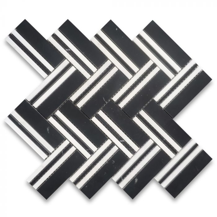 Nero Marquina Herringbone Mosaic Nero Marquina Herringbone Mosaic