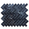 Nero Marquina 1x2 Inch Herringbone Polished Marble Mosaic Tile