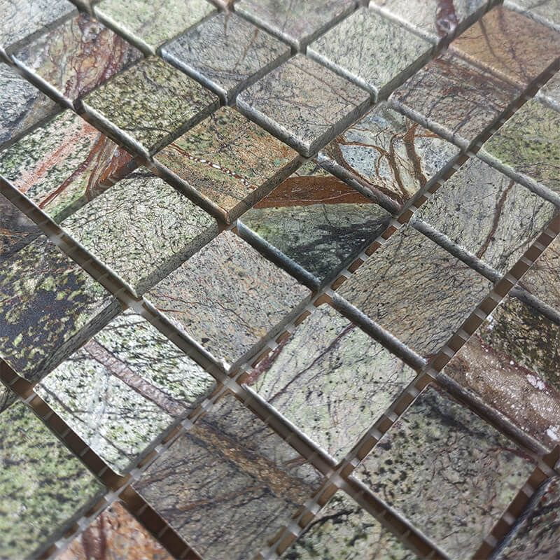 Rain Forest Green Marble Square Mosaic Tiles Exporter