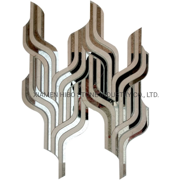 Crema Marfil and mirror mosaic tile