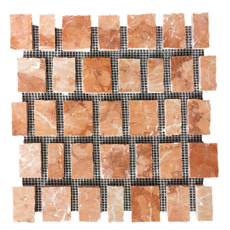 Rosso Alicante Red Marble Wide Joint Broken Mosaic Tiles