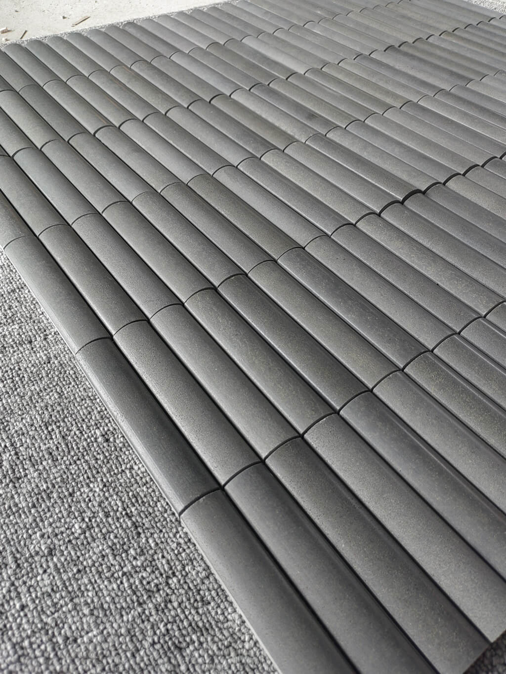 Grey basalt fluted mosaic