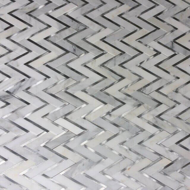 Oriental White Herringbone Marble Mosaic Backsplash Tile