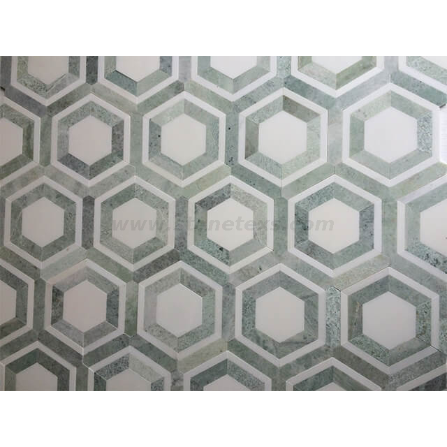 Ming Green Marble Hexagon Mosaic Tiles