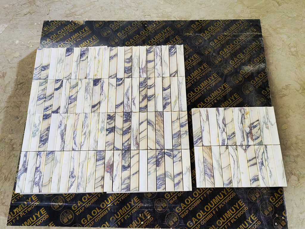 Calacatta Viola concave mosaic