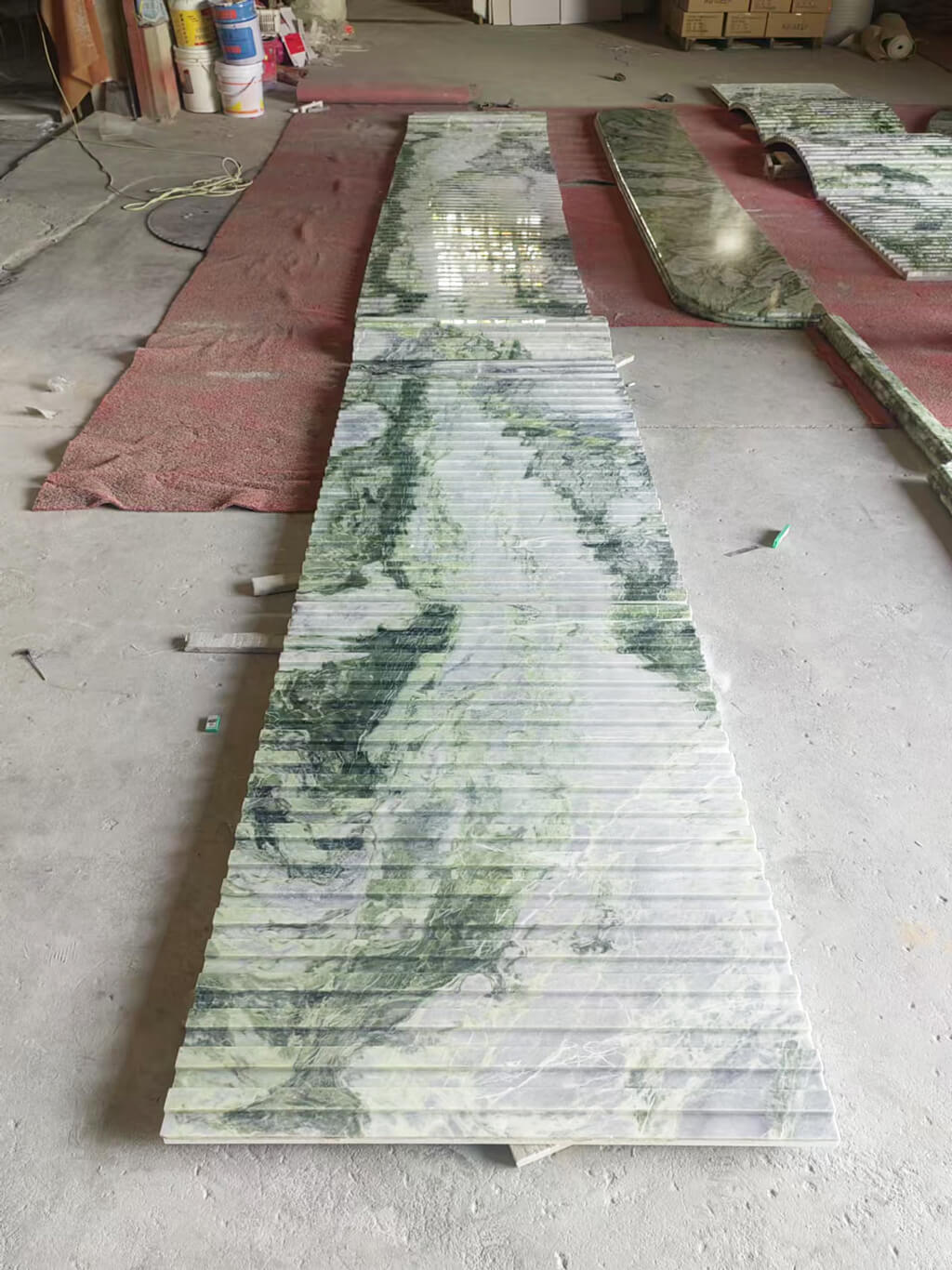 Jade green marble groove tiles