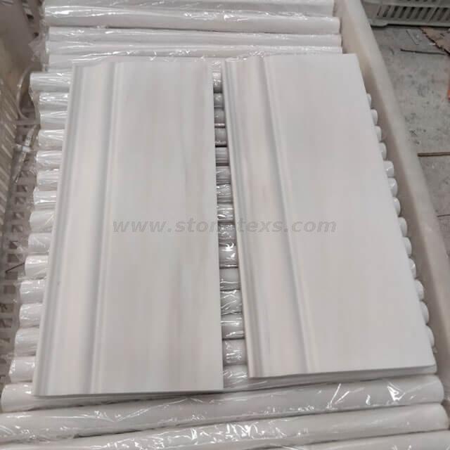 Dolomite White Marble 5x12 Baseboard Molding Honed