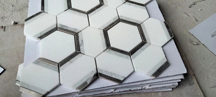 Thassos and Stainless Steel Mosaic
