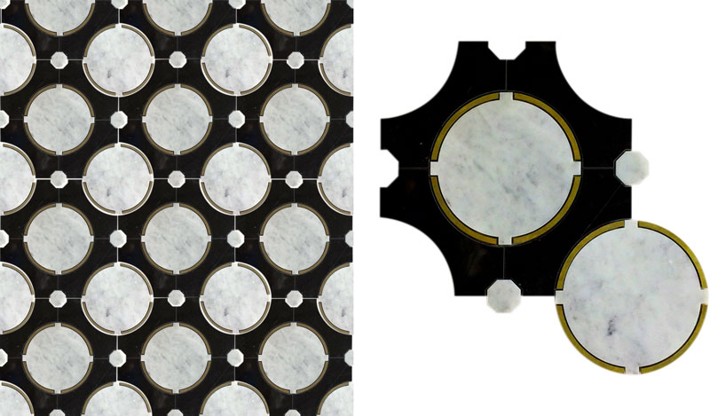 Brass and Marble Waterjet Tile