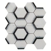 Thassos Carrara And Stailess Steel Hexagon Mosaic Tiles