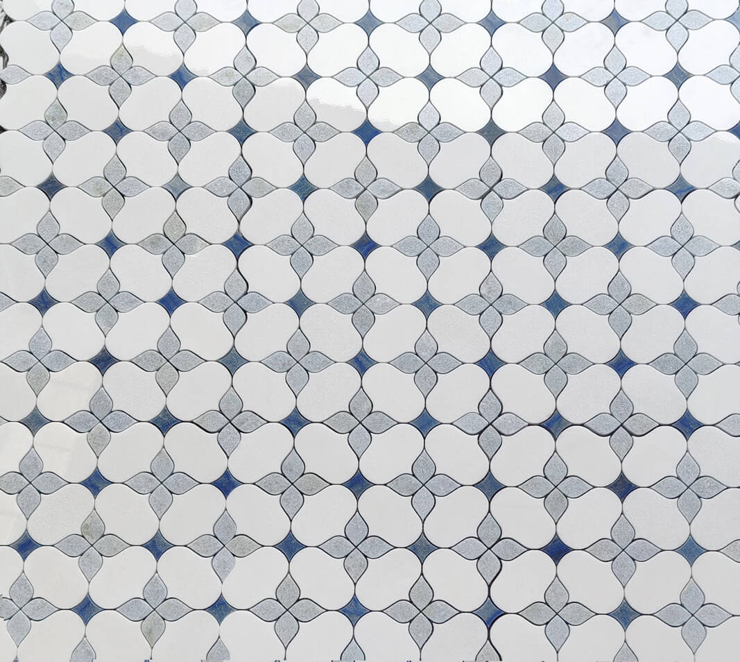 blue marble flower mosaics