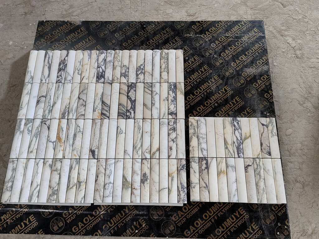 Calacatta Viola flute mosaic