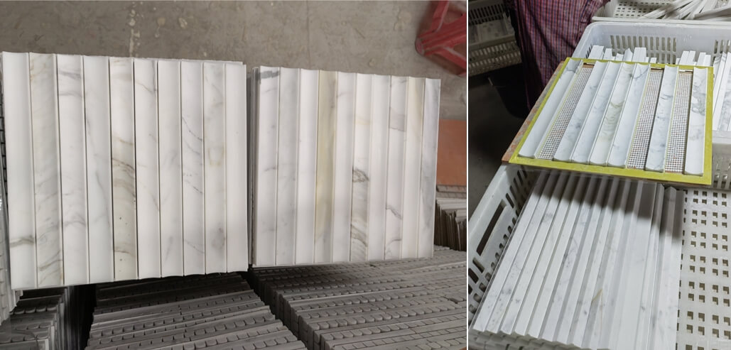 Calacatta gold concave mosaic