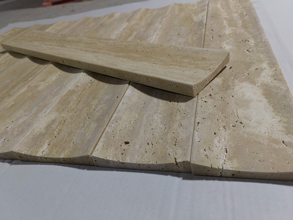 travertine concave tiles