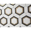 Thassos White Marble With Brass Hexagon Mosaic 