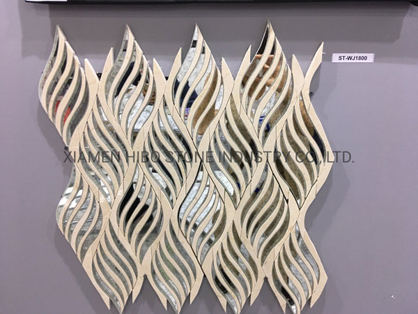 Marble and Antique Mirror Waterjet Tile