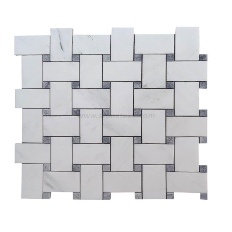 Oriental White Extra Large Basketweave Mosaics