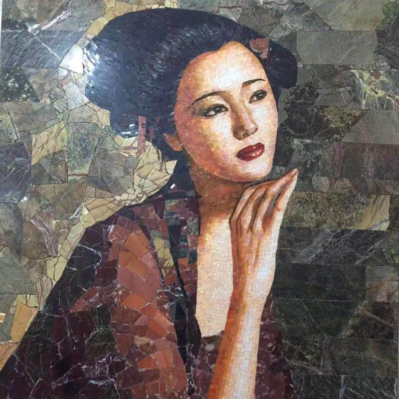 Beautiful Lady Mosaic Portrait Handmade Art Mosaic