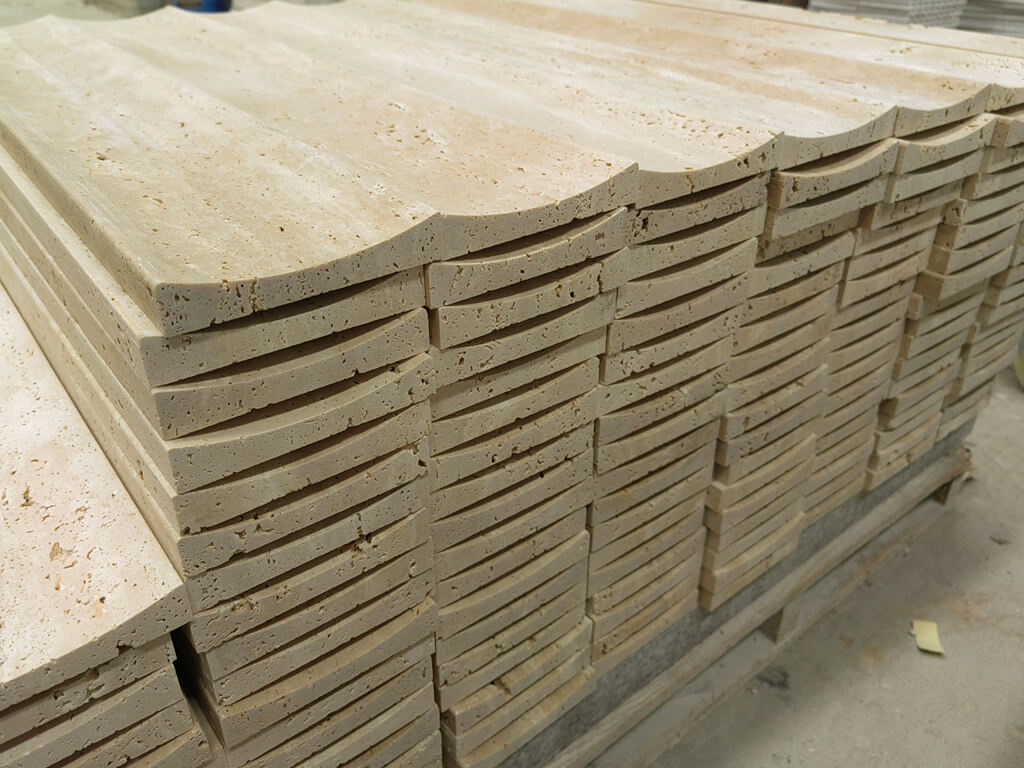 travertine concave tile