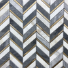 Calacatta And Bardiglio Chevron Marble Blend Metal Mosaic Tile