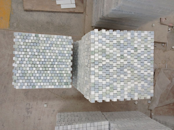 Azul Celeste Thassos And Ming Green Square Blue Marble Mosaic Tile