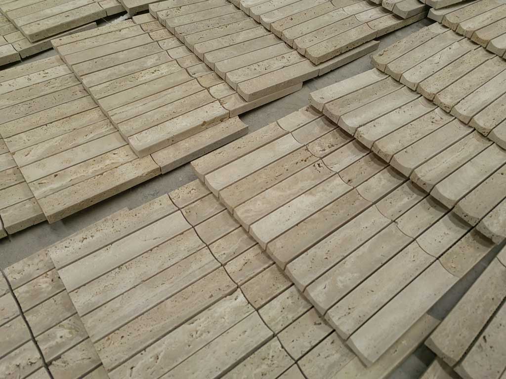 Travertine concave mosaic