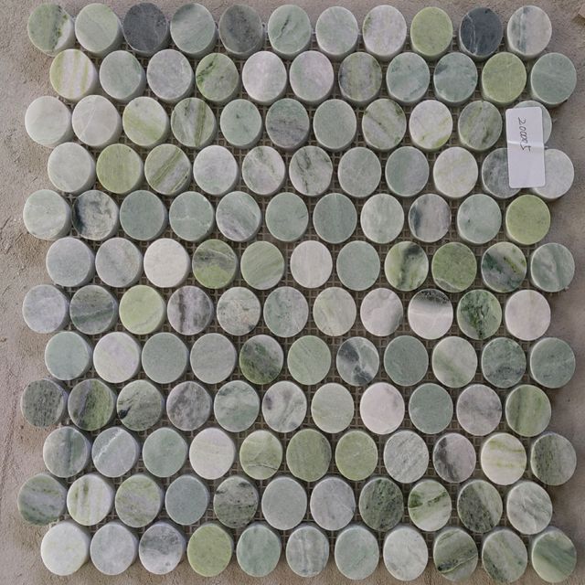 Matiaca Green Penny Rounds Mosaic Tiles