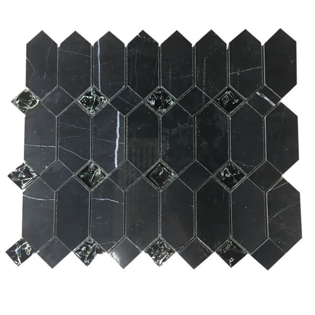 Nero Black Blend Glass Fashion Marble Mosaic Tile From STONETEX New Design