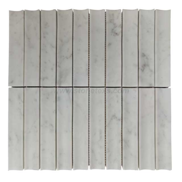 Bianco Carrara Marble Honed Concave Mosaic Tile 
