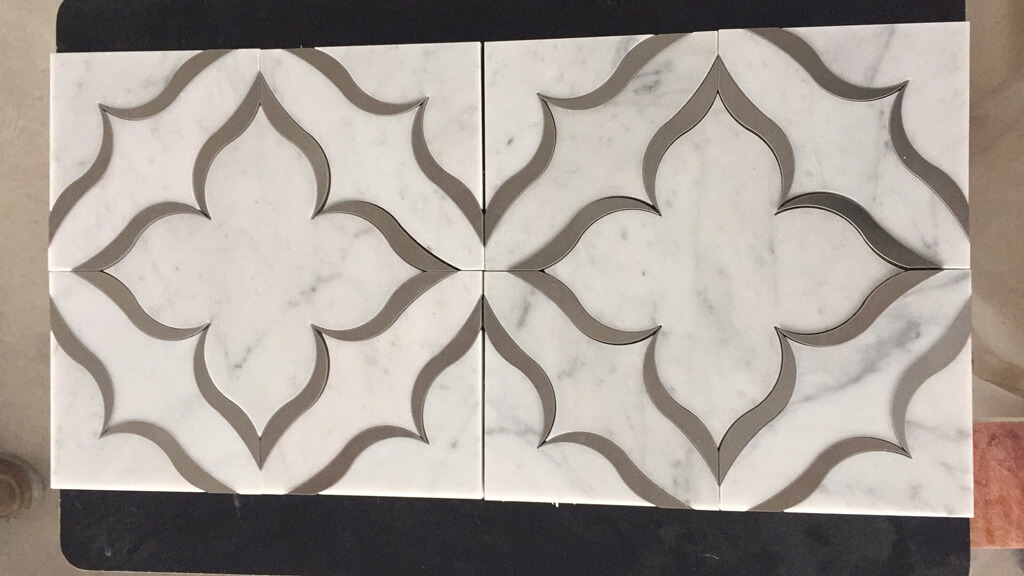 White marble waterjet tile