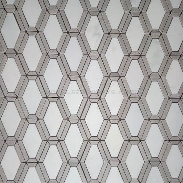 Grey And White Marble Hexagon Mosaic Tile