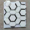 Thassos Carrara And Stailess Steel Hexagon Mosaic Tiles